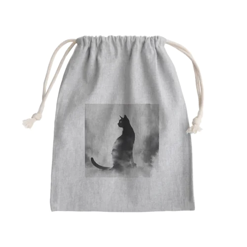 謎めいたモノクロねこ Mini Drawstring Bag