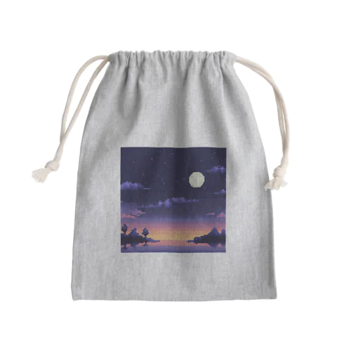 ピクセルと夜景の水面 Mini Drawstring Bag