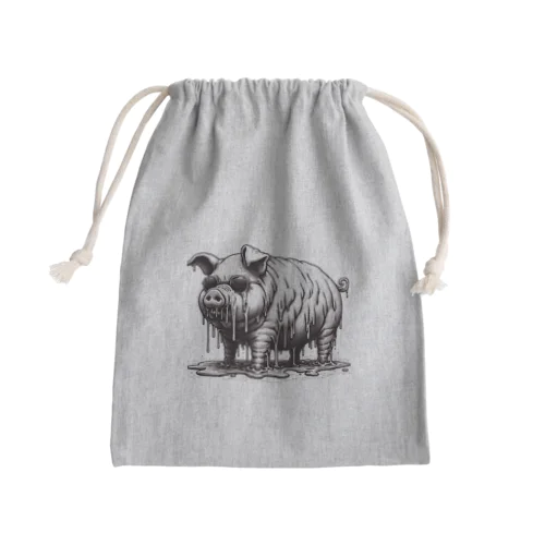 溶けちゃう豚 Mini Drawstring Bag