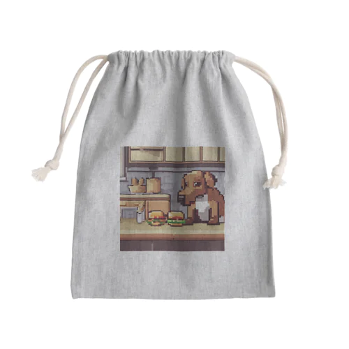 ハンバーガーを作っている犬 Mini Drawstring Bag