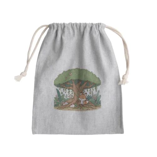 ガジュマルとキツネと森の仲間たち Mini Drawstring Bag