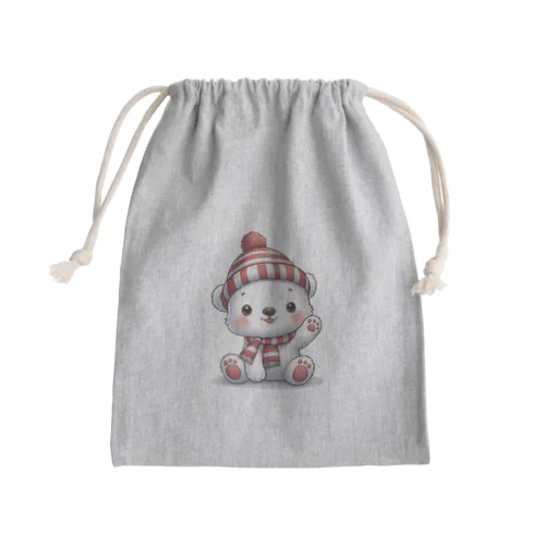 ニット帽をかぶったシロクマ Mini Drawstring Bag