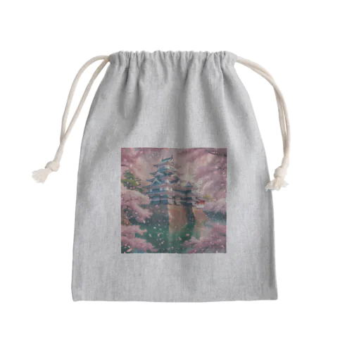 桜にお城 Mini Drawstring Bag