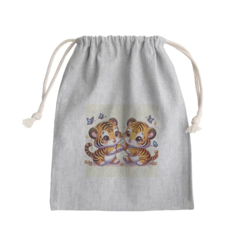 じゃれあうトラさん Mini Drawstring Bag