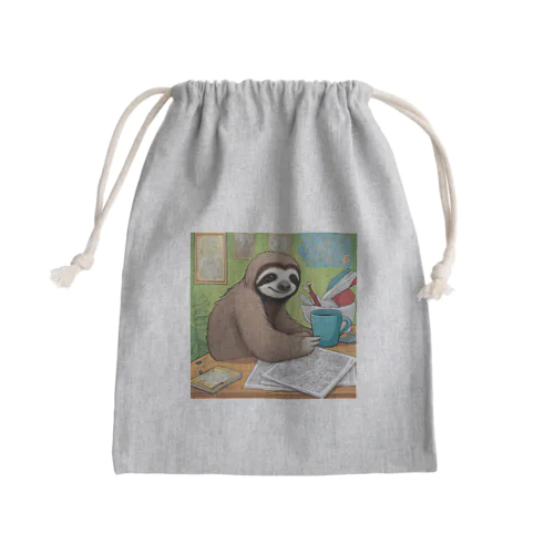 "A Sloth Trying Various Things"  Mini Drawstring Bag