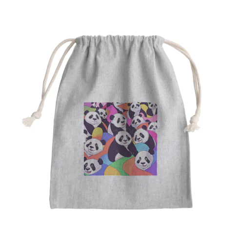 カラフルパンダ大集合！ Mini Drawstring Bag