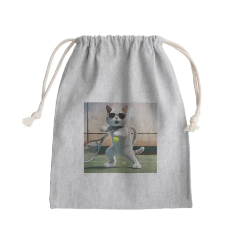 サングラステニスをやる気でいるサングラス姿の猫 Mini Drawstring Bag