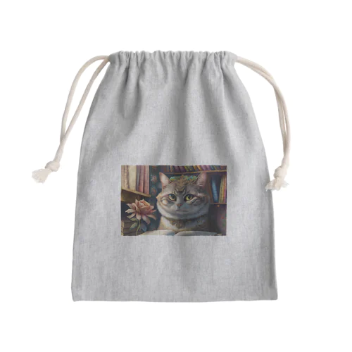 本を読む賢い猫 Mini Drawstring Bag