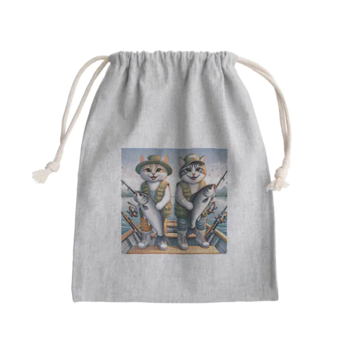 nekofishing仲良し Mini Drawstring Bag