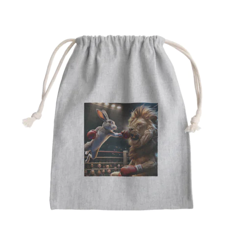 ウサギとライオンのボクシング Mini Drawstring Bag