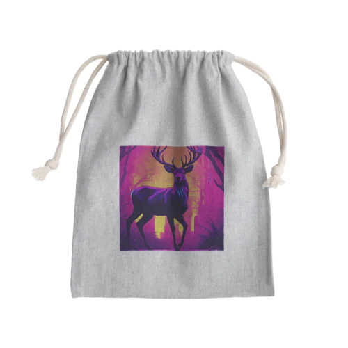 ネオンな鹿 Mini Drawstring Bag