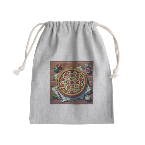 ピザのピクセルイラスト Mini Drawstring Bag
