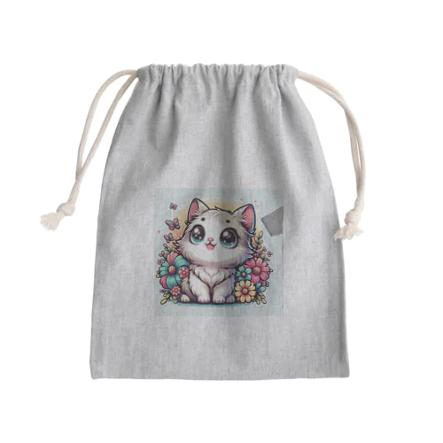 可愛いいねこが目を輝かせています！ Mini Drawstring Bag