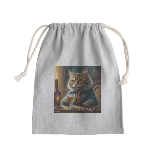 酒が好きな猫（社長） Mini Drawstring Bag