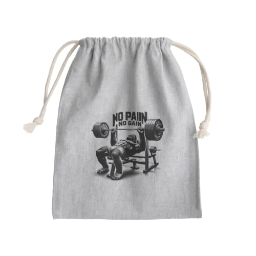 NO PAIN NO GAIN ゴリラベンチプレス Mini Drawstring Bag