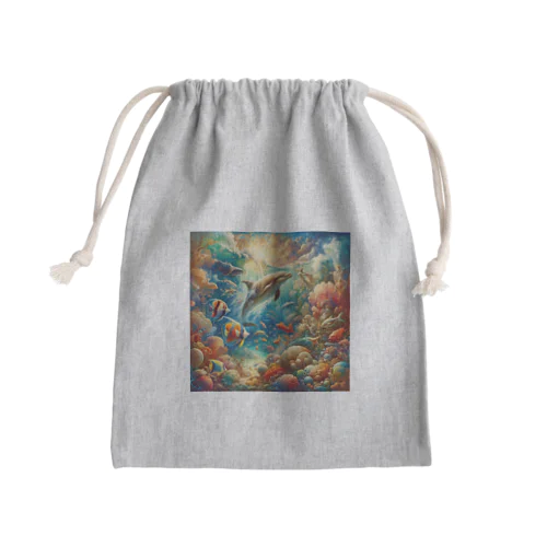 イルカと海の仲間たち Mini Drawstring Bag