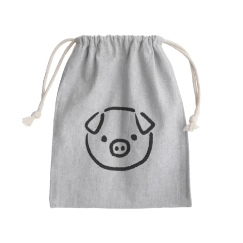 手書きの豚さん Mini Drawstring Bag