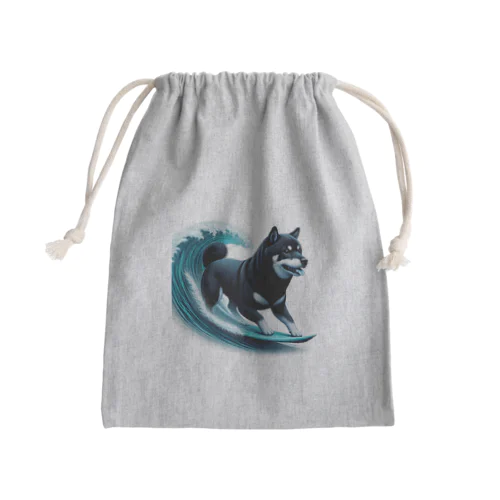 波乗り黒柴 Mini Drawstring Bag