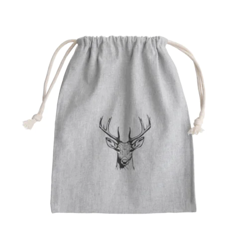 正面を見つめる雄鹿 Mini Drawstring Bag