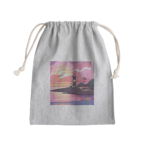 夕焼けに染まる離島の灯台 Mini Drawstring Bag