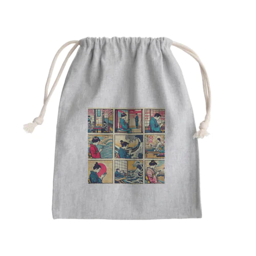 スマホ依存症 Mini Drawstring Bag