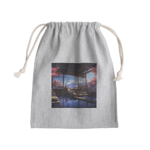 onsen, 温泉, blue onsen Mini Drawstring Bag