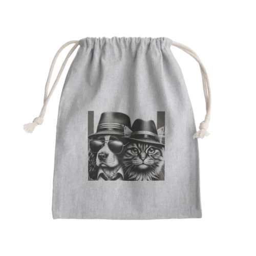 ゴッドファーザーな犬と猫 Mini Drawstring Bag