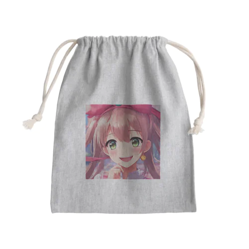 リボン付きヘッドバンドな女の子 Mini Drawstring Bag