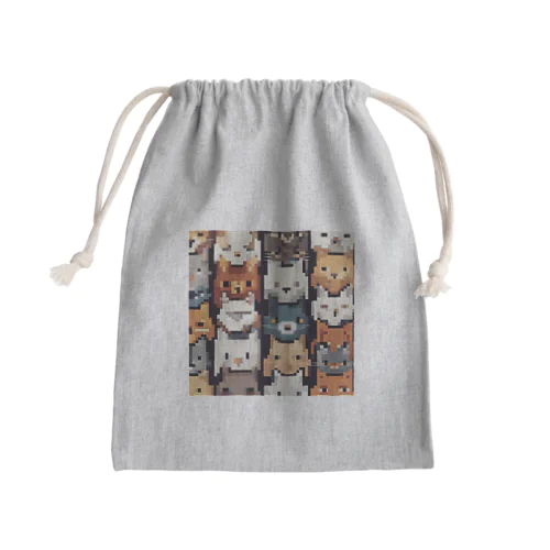 ぎっしりぼーっとネコドット Mini Drawstring Bag