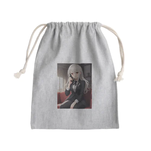 電話中のオフィスレディ Mini Drawstring Bag