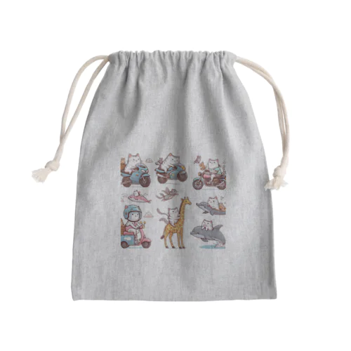 乗り物ネコ Mini Drawstring Bag