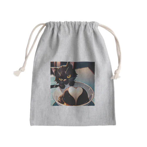 バレンタインに黒猫のチョコレートボムはいかが？ Mini Drawstring Bag