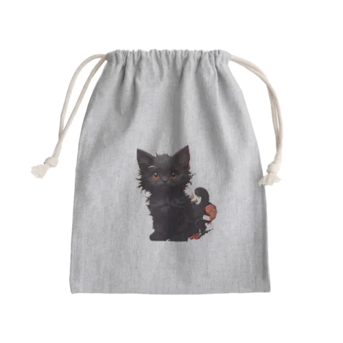 黒猫イラスト Mini Drawstring Bag