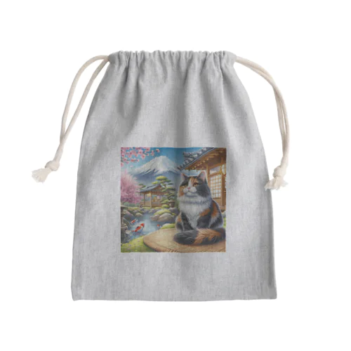 ネコ＆富士山 Mini Drawstring Bag