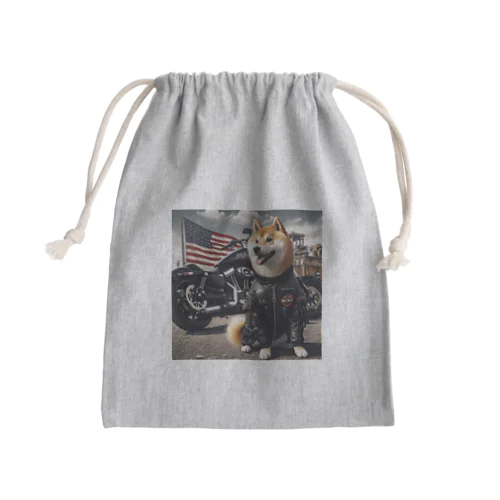 アメリカンライダー柴犬 Mini Drawstring Bag