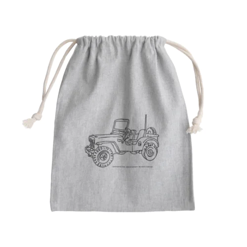 Jeep イラスト ライン画 Mini Drawstring Bag