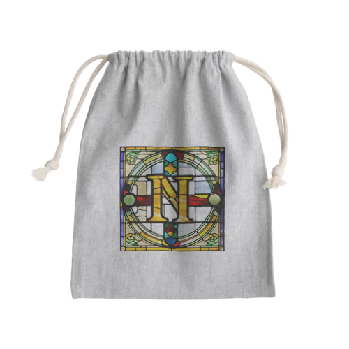 stained glass N Mini Drawstring Bag