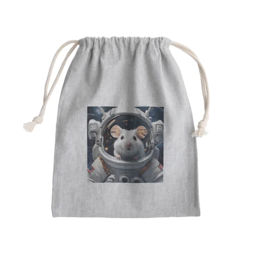 宇宙旅行する白いハムスター Mini Drawstring Bag