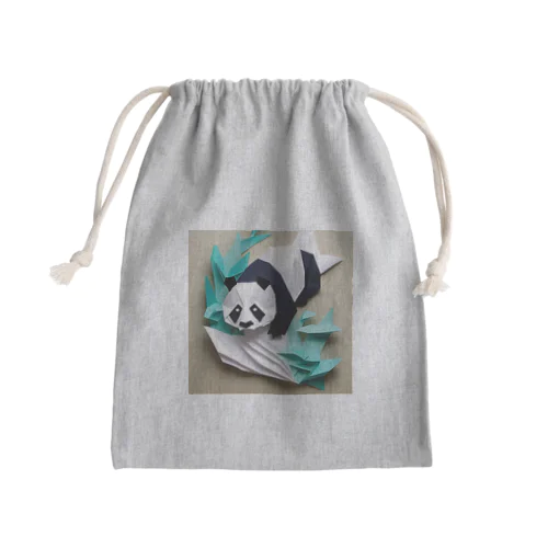 水の中を泳ぐ折り紙パンダ Mini Drawstring Bag