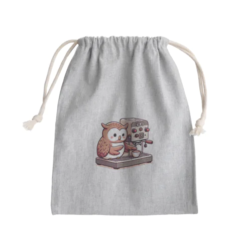 フクロウ×コーヒー Mini Drawstring Bag