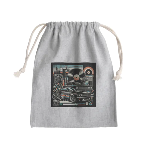 車とレコード Mini Drawstring Bag