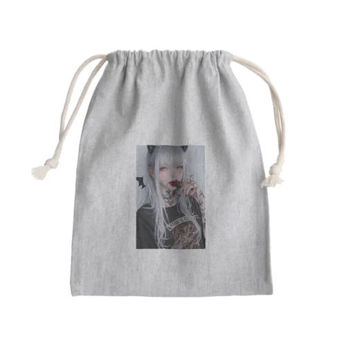 チョコを咥える悪魔美女 Mini Drawstring Bag