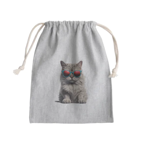 クールなお猫様 Mini Drawstring Bag