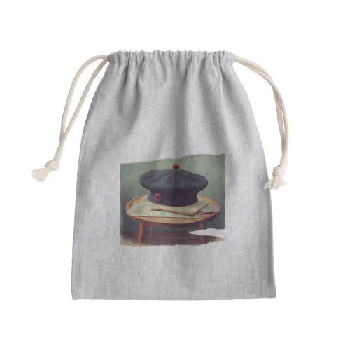 【アート】レトロかわいいベレー帽💗 Mini Drawstring Bag