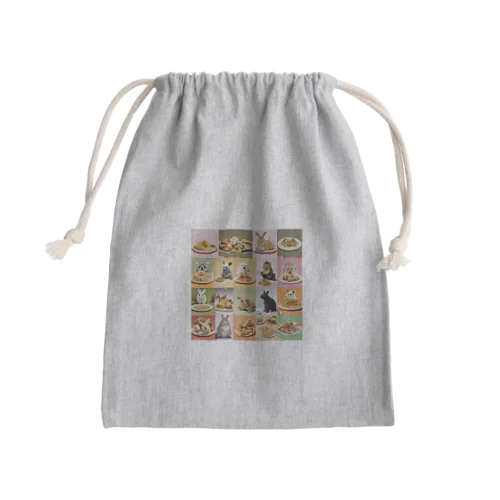 美味しいそうに食べる動物たち Mini Drawstring Bag