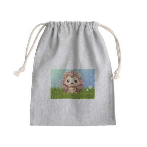 草の中に座っているハリネズミ Mini Drawstring Bag