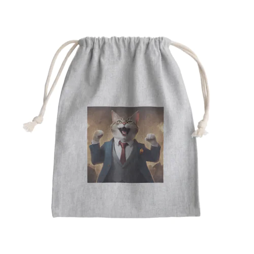 ネコ社長１０代目 Mini Drawstring Bag