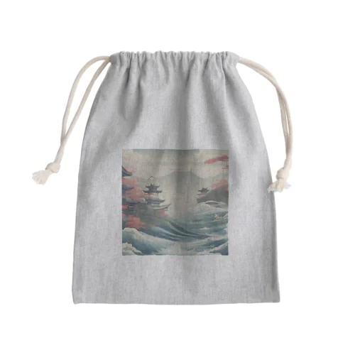 日本建築と海 Mini Drawstring Bag
