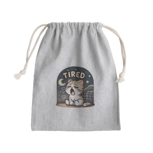 Tired cat7 Mini Drawstring Bag