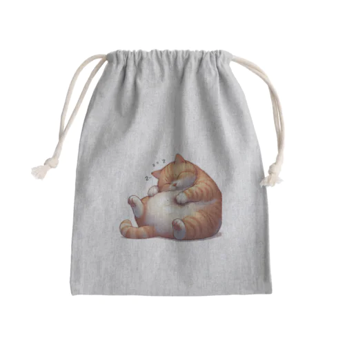 イビキをかいて眠るポッチャリ猫 Mini Drawstring Bag